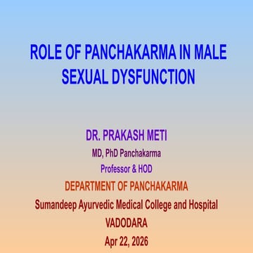 Role of Panchakarma in Managing Male Sexual Dysfunction: Ayurvedic ...