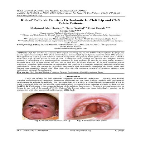 Role of pediatric dentist orthodontic in cleft lip and cleft palate ...