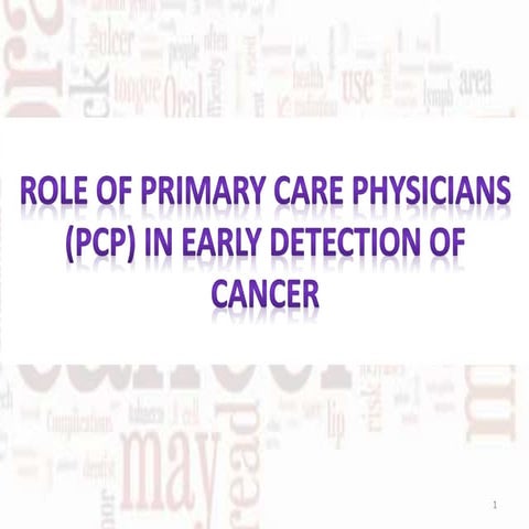 Role of primary physicians in early detection of cancer