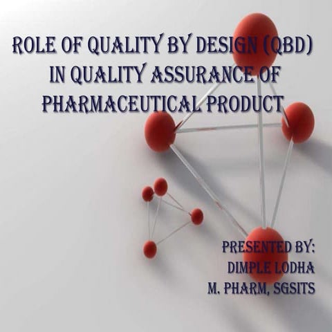 Role of quality by design (qb d) in quality assurance of pharmaceutical product
