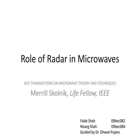 Role of radar in microwaves