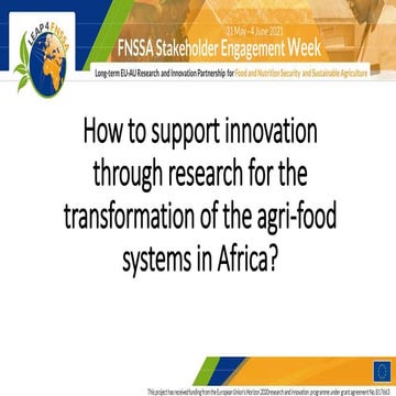 How to support innovation through research for the transformation of the agri...
