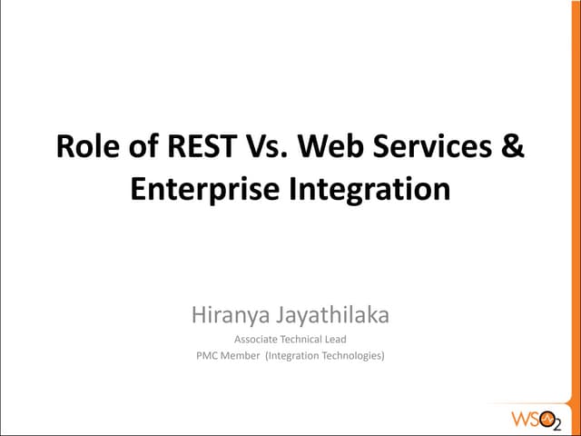 Role of Rest vs. Web Services and EI