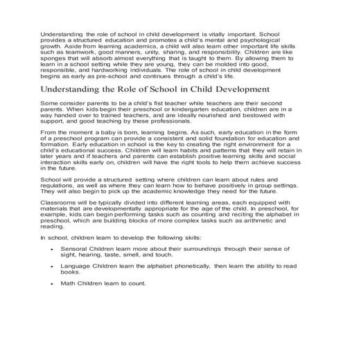 Role of school in growth n dev of child course 1 b.ed