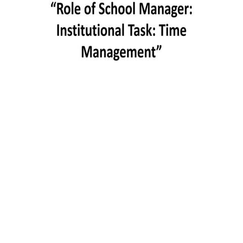 Role of school manager