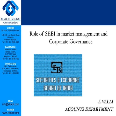 Role of sebi in market management and corporate governance