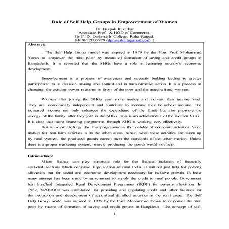 Role of self help groups in empowerment of women in maharashtra