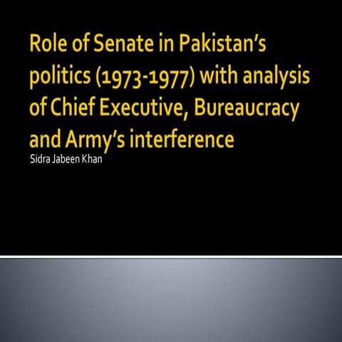Role of Senate in Pakistan’s politics (1973-1977) with analysis of Chief Exec...