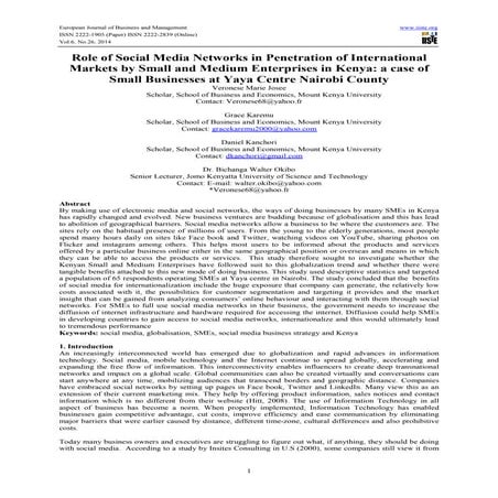 Role of social media networks in penetration of international