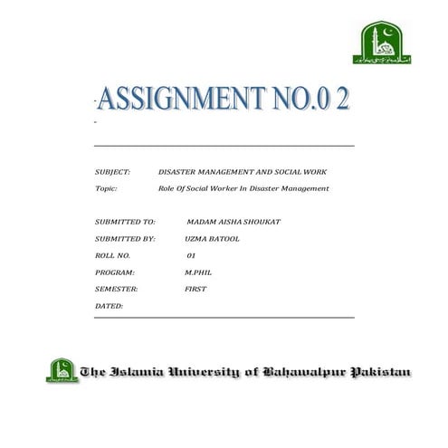 Role of social worker in disaster management