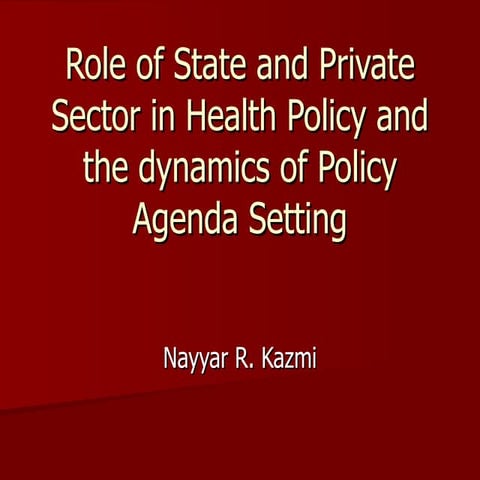 Role of state in health policy
