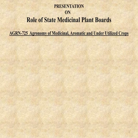 Role of state medicinal plant boards