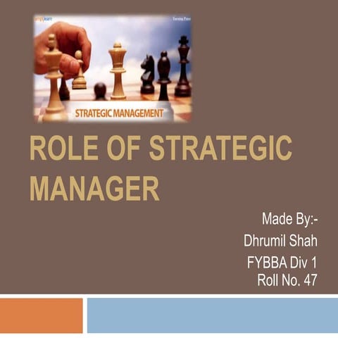Role of Strategic Manager