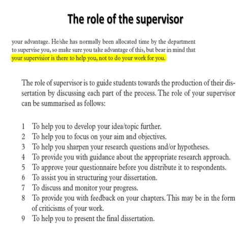 Roles of the supervisor & reseach schedule | PPTX