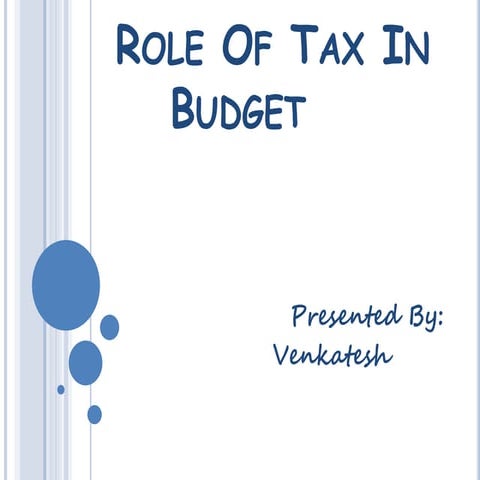 Role Of Tax in Budget