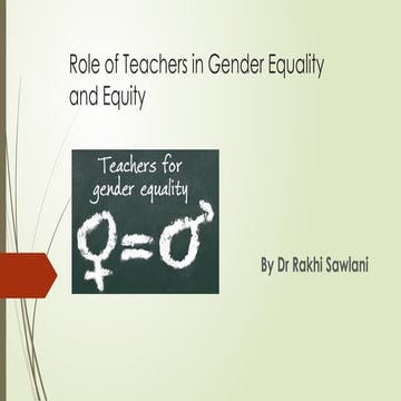 Theroleofteacher-GenderEqualityAndEquity