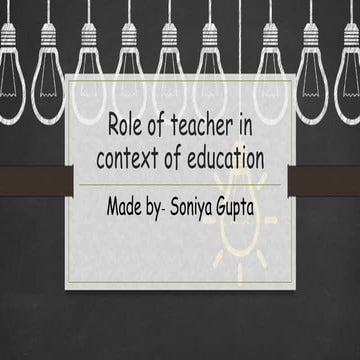 Role of teacher in context of education