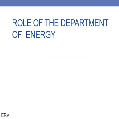 Role of the Department of  Energy