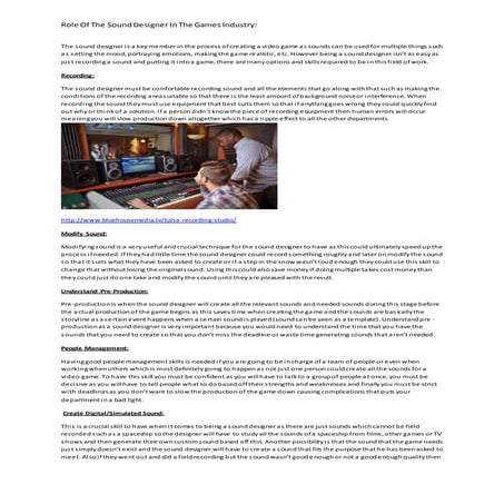 Roles of a sound designer | PPTX