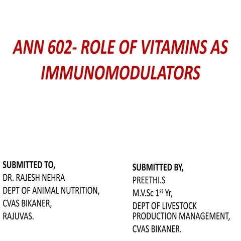 Role of vitamin in immunomodulators