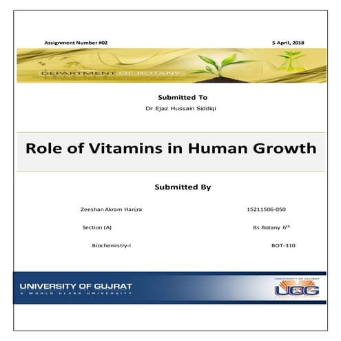 Role of vitamins in human growth
