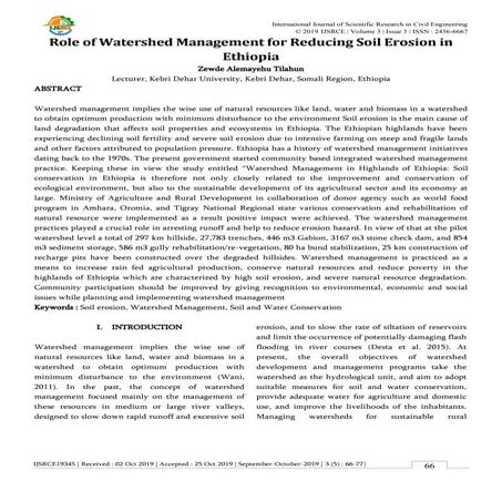 Role of watershed management in reducing soil erosion zewde a