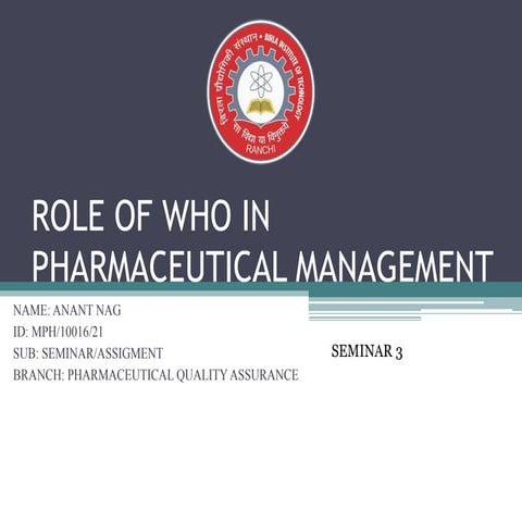 Role of who in pharmaceutical management