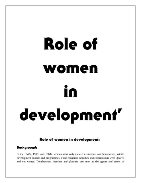 Role of women in development