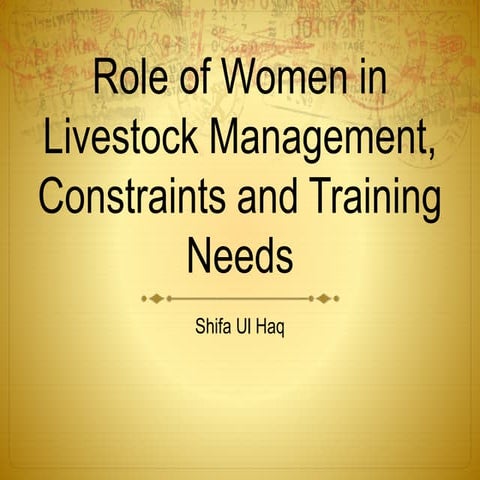 Role of women in livestock management, their constraints and training need-Pu...
