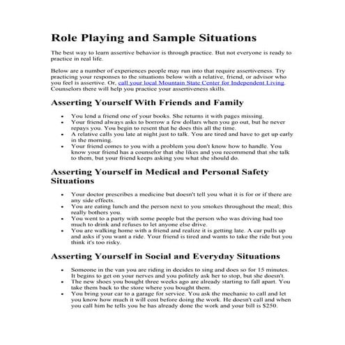 Role playing  assertive