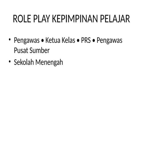 Role Play Scenarios for Student Leadership and Responsibility | PPTX