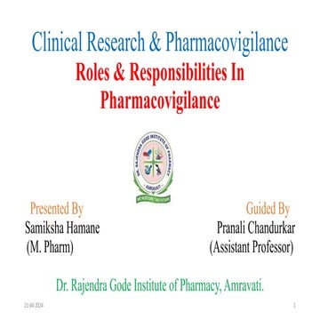 Roles & Responsibilities in Pharmacovigilance