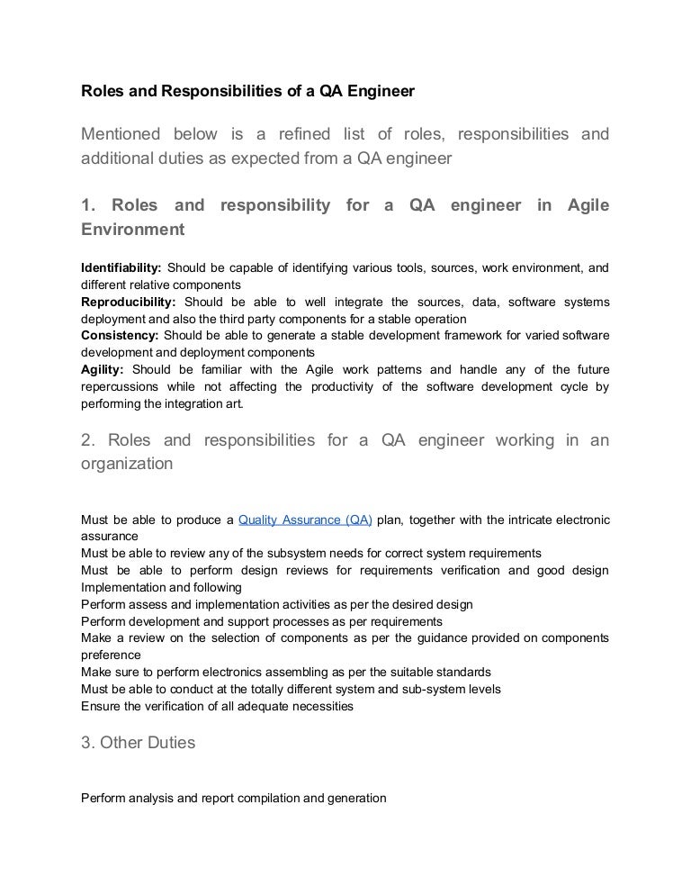 Roles And Responsibilities of a Quality Assurance (QA) Engineer