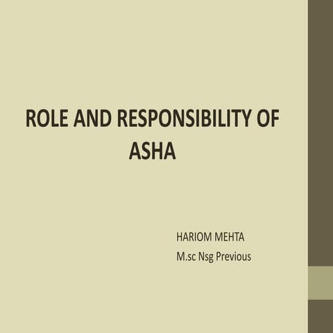Roles and responsibilities of asha
