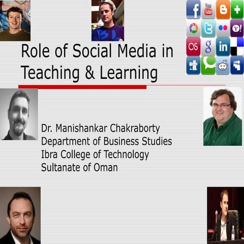 Role social media in teaching and learning dr manishankar chakraborty,ict, oman