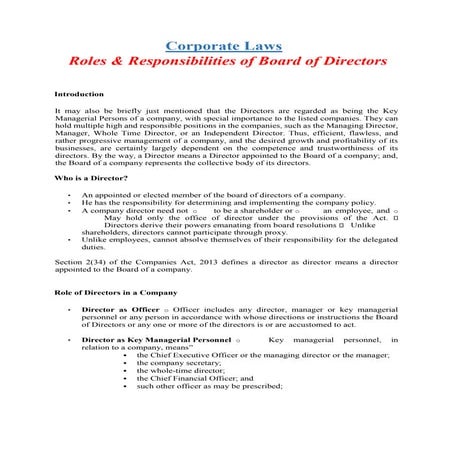 Roles of board of directors