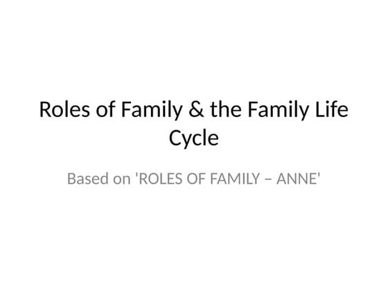 ROLES OF FAMILY - ANNE | PPT | Parenting Children Aged 4-11 | Parenting