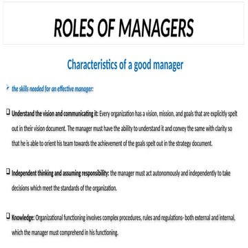 ROLES/LEVEL OF MANAGERS IN ORGANISATION. | PPTX