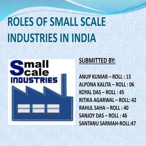 Roles of small scale industries in india 
