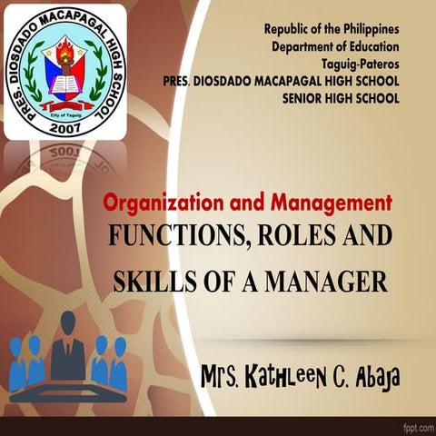 Roles, skills of a manager
