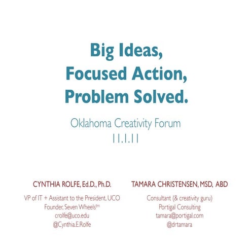 Big Ideas, Focused Action, Problem Solved