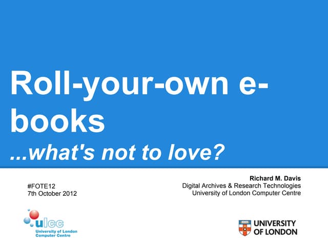 Roll your-own e-books ... what's no...