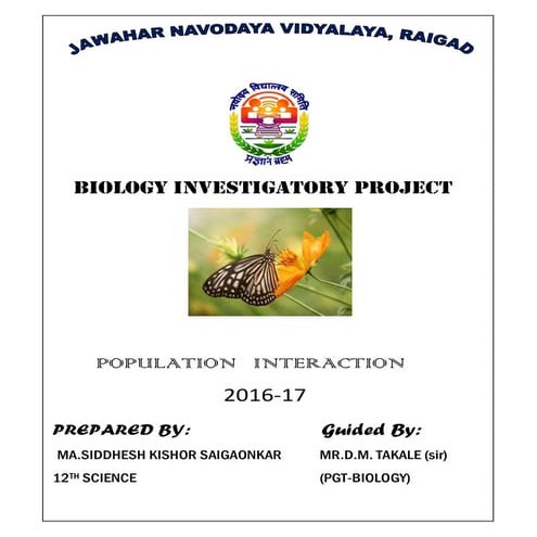 CBSE Biology investigatory project class 12 on population interaction