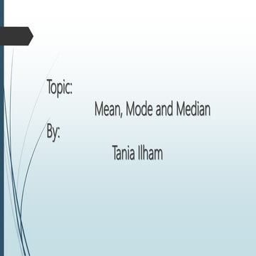 Mean Mode & Median