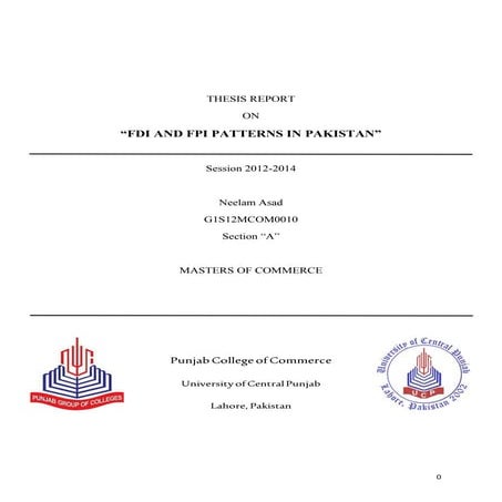 FDI/FPI patterns in Paksitan