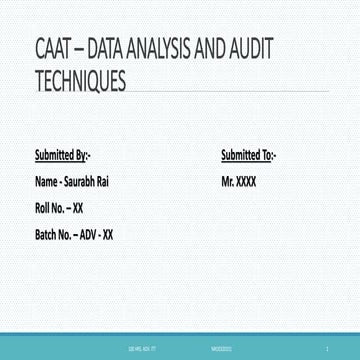 CAAT - Data Analysis and Audit Techniques