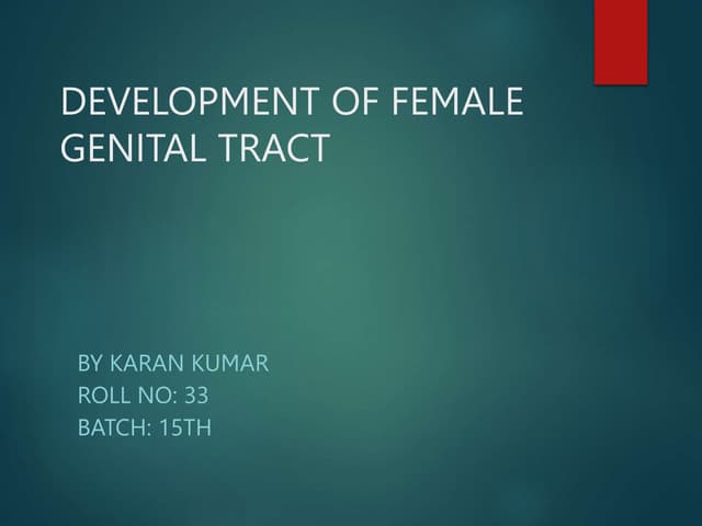 Development of female reproductive system | PPTX
