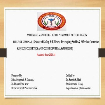 Science of Safety & Efficacy Developing Stable & Effective Cosmetics.pptx