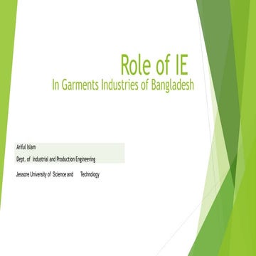 Roll of IE in Garments in Bangladesh