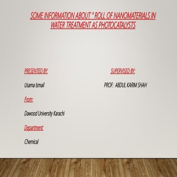 Roll of nanomaterials in water treatment as photocatalysts   copy